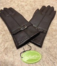 Vintage Brown Faux Leather Van Raalte Ladies Gloves New Original Tags Size 6.5