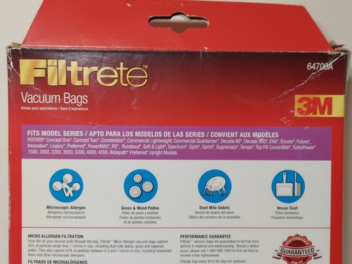 3M Filtrete 64700A Hoover A Vacuum Bags Package Has 3 Bags NEW - Picture 4 of 5