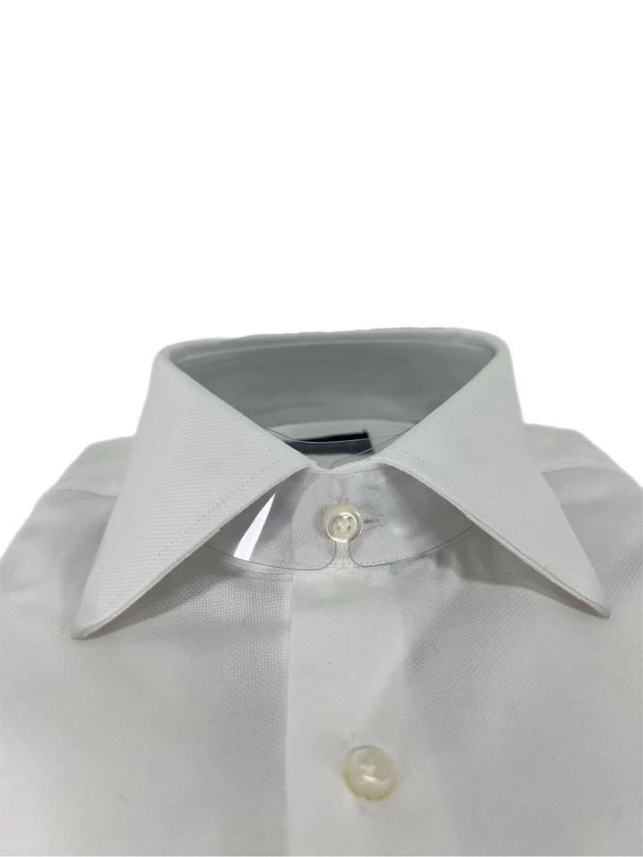 Camicia uomo Bagariny sartoriale cotone Oxford bianco regular fit Made in Italy - Immagine 3 di 4