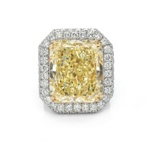 Sparkling Honey Yellow 5.21CT Citrine With 2.06CT Pave Shiny CZ Engagement Ring