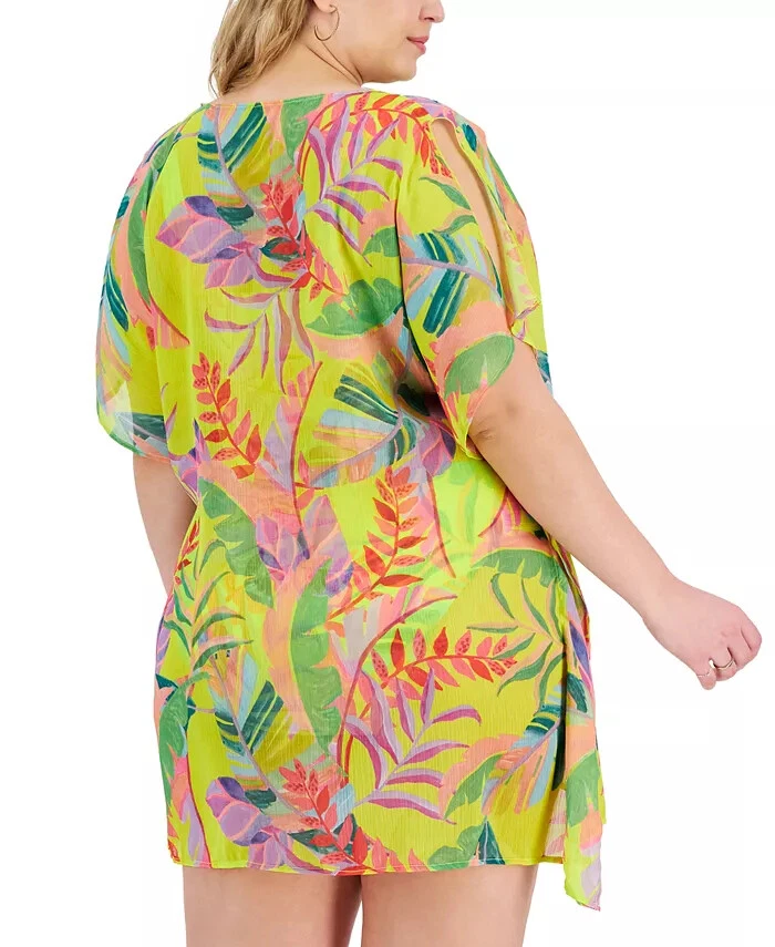 NWT Becca Etc. Women Costa Printed Bella Tunic Swim Cover-Up Sz 0X-3X $99 LLL451 - Image 3 of 3