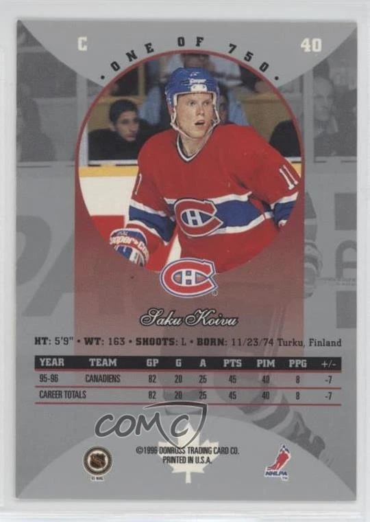 1996-97 Donruss Canadian Ice Canadian Red /750 Saku Koivu #40 - Image 2 of 2