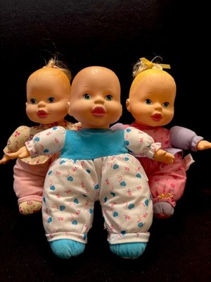 VTG 1997 Toy Biz Take Care of Me Triplets Baby Dolls - Set of 3 - TESTED WORKING