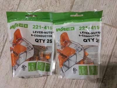 Wago 221-415 LEVER-NUTS 5 Conductor Compact Wire Connectors 50 PK