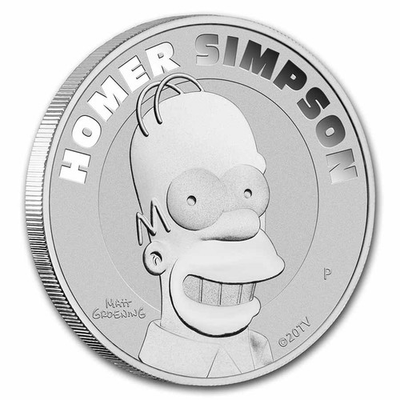 #ad 2022 Tuvalu 1 oz .9999 Silver The Simpsons: Homer Simpson BU in Capsule $89.95