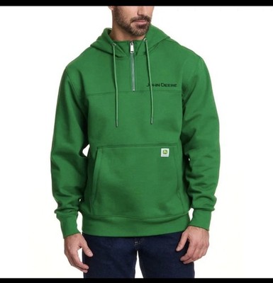 John Deere 1/4 Zip Hoodie Sweatshirt Men's Green, size Small NWT