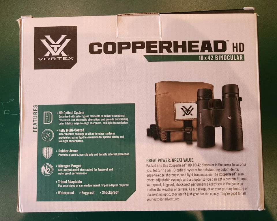 Vortex Copperhead HD 10x42 Binoculars Black New in Box - Image 3 of 4