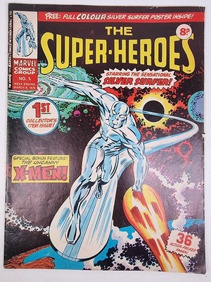 The Super-Heroes Issue No 1 UK Marvel Comics March 8th 1975 Silver Surfer Vintag