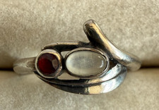 Vintage Ring 925 Silber weiß rot künstleris...