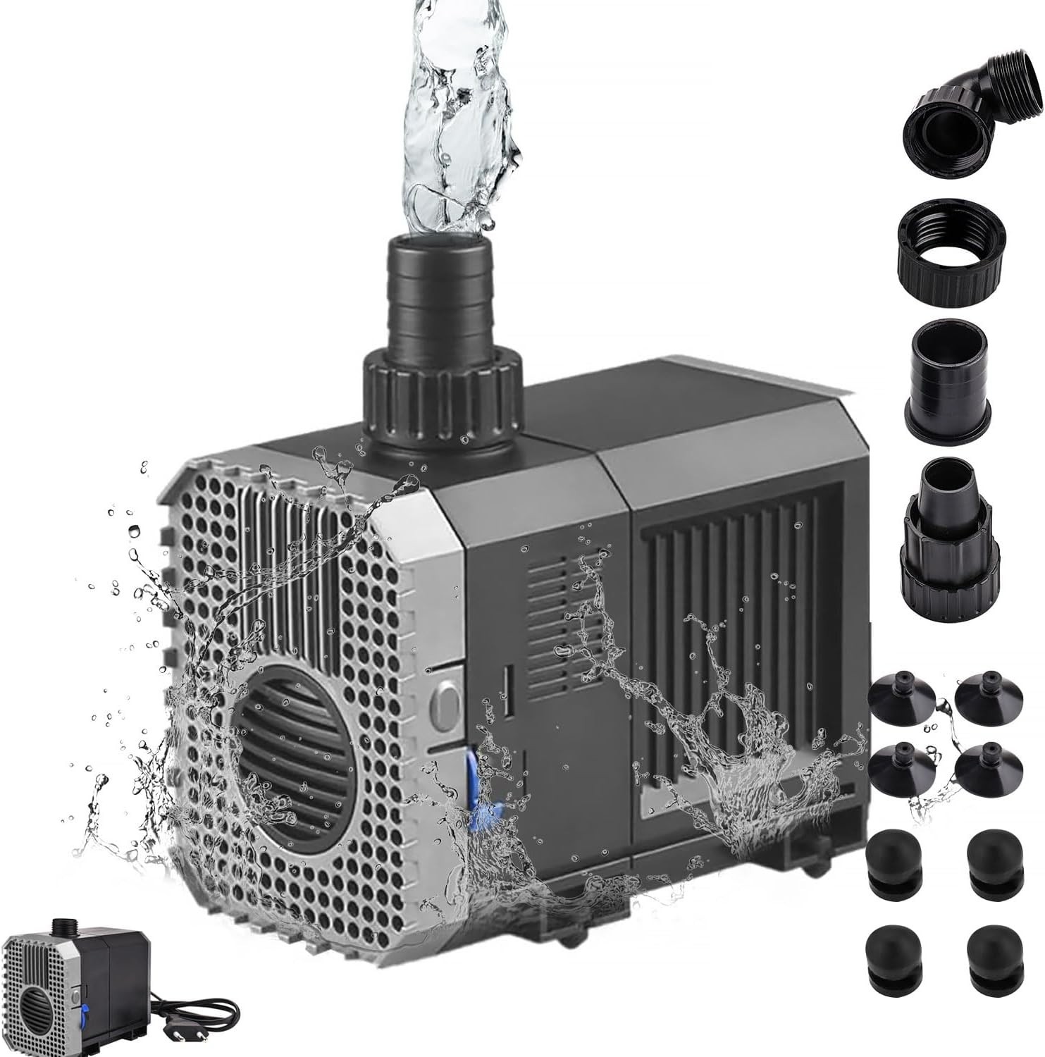 Pompe à eau submersible de 1500L/H et 25W pour l'alimentation et la filtration des aquariums