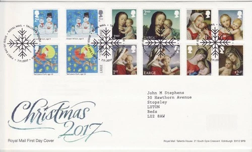 GB Stamps First Day Cover Christmas / Xmas, Madonna, child, Kids comp SHS 2017