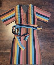 Zara Trafaluc Maxi Dress Multicolor Striped, Long Sleeve, Size Small