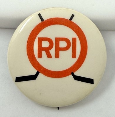 Rensselaer Polytechnic Institute RPI Hockey Pinback Button Badge Rare Vintage