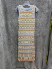 Boho Dress Women's Small Crochet Knit 3/4 Lined Festival Retro Pastel