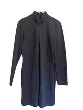 ATHLETA Cassidy Knit Dress Long Sleeve Ponte Large Petite Black 1/4 Zip Pockets