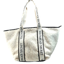 2023 Victoria's Secret Cozy Plush Sherpa Weekender Tote Bag Navy Blue White Logo