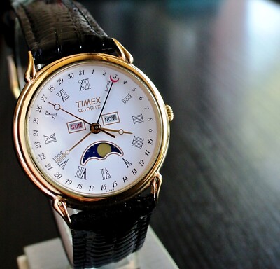 Vintage timex moon phase watch ticker Timex Noah x Timex Moon Phase Watch (Gold / Brown) Tank  main image 3