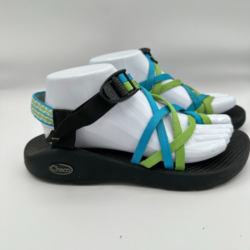 Chaco Sandal Yampa Zx2 Celery Blue Black Size 9 Strappy Hiking Outdoors Beach - Picture 6 of 12