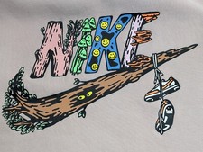 Youth Large Nike Fantasy Futura Gray Hoodie w/ Tree Mushrooms Emojis Kangaroo