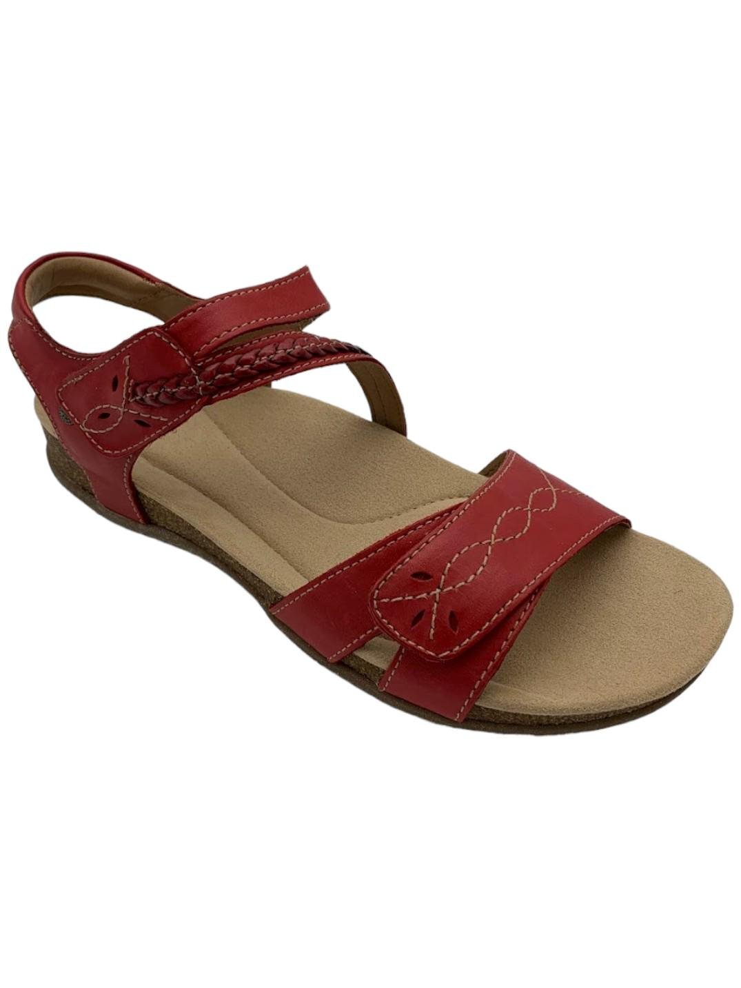 Earth Origins Leather Adjustable Strap Sandals Bria Bright Red