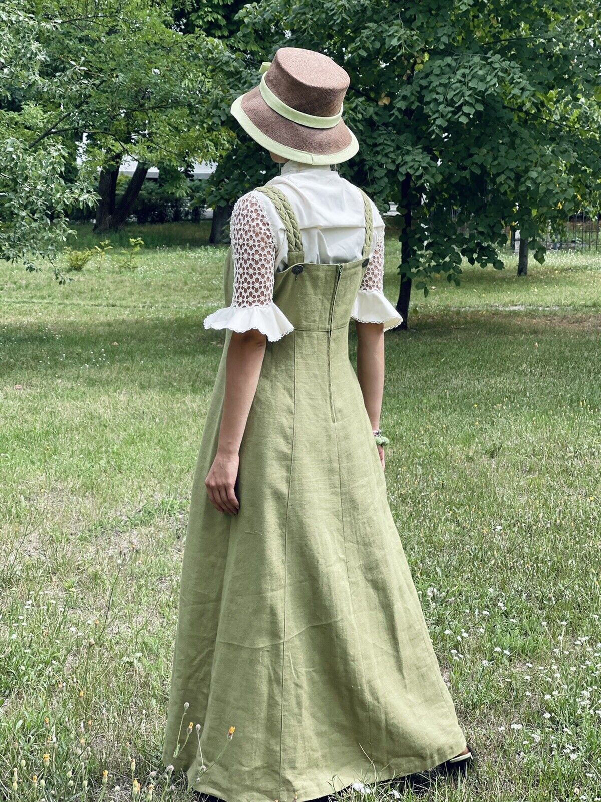 H.moser Mode aus Salzburg Green Linen long Dress … - image 6