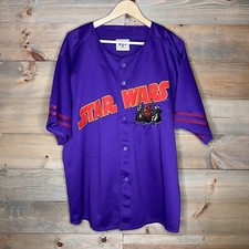 Vintage Star Wars Lee Sport Baseball Jersey Darth Maul Purple Men's Size Large