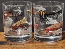 Fly Fishing Whiskey Glasses Rocks Glasses Whiskey Glass Set of Two