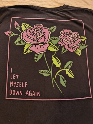 If I Fall x The Hallows T Shirt Size XL Black Pink Rose I Let Myself Down Again