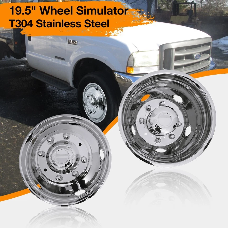 Ford F450/F550 1999-2002 19,5"" acero inoxidable doble rueda simulador revestimiento de llanta Foto 2 de 4