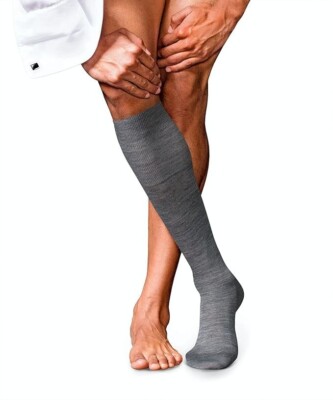 Falke Steel Grey No 6 Wool & Silk Knee Length Socks Size 7-8 EU 41-42  £55