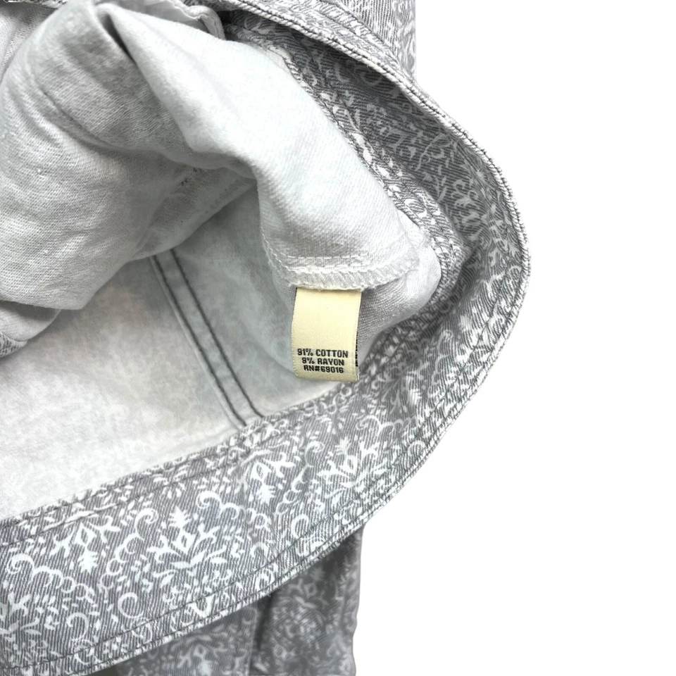 RuffHewn Womens Floral Denim Jean Jacket CollaredAsymmetric Zipper Pockets Sz L - Image 4 of 4