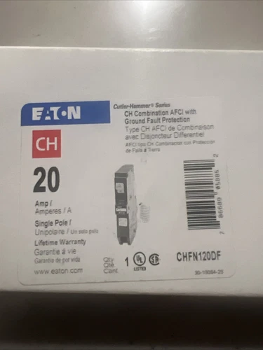 NEW Eaton CHFN120DF 20 Amp 1 Pole 120V AFCI/GFCI Dual Breaker