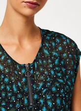 Blouse IKKS En Coton Bleu Asymétrique – Taille XS, Bon état, Style Unique