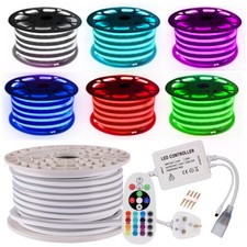 220V 240V RGB Neon LED Strip Flex Rope Light Outdoor Waterproof Lighting UK Plug