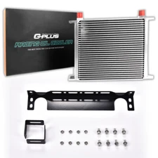 Universal 30 Row Aluminum Engine AN10 Oil Cooler Silver W/ Mounting Bracket Kit