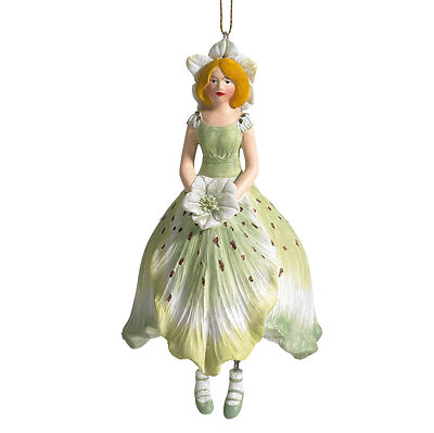 Blumenmädchen Fee Deko Figur Elfe Christrose weiß-grün hängend