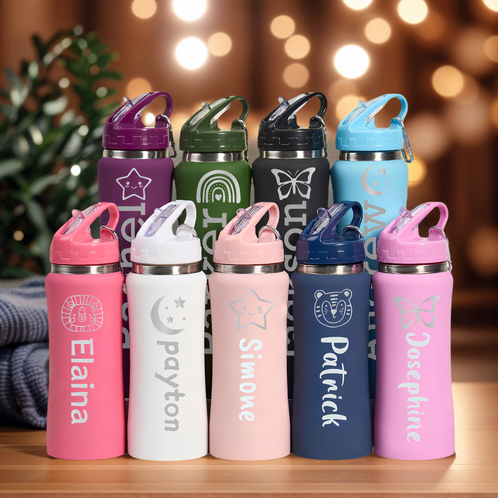 Personalized water bottles ，custom sport insulated water bottle with straw