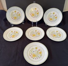 7 pc set Corelle SPRING MEADOW 8.5" LUNCHEON/Salad PLATE Flower Green Rim