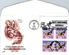 S09-6242, AUSTRALIA BICENT., PLATE NUMBER BLOCK, ARTCRAFT FDC