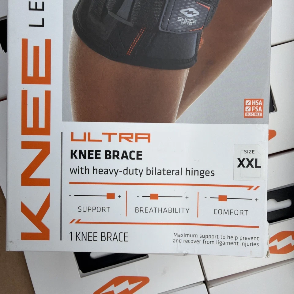 Shock Doctor Nivel 3, Rodillera Doble Envoltura con Bisagras, Talla XXL 17-18.5 Foto 2 de 4