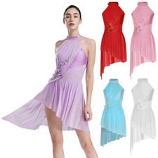 Women Dress Mesh Leotard Contemporary Dresses Lyrical Leotards Gymnastics Maxi