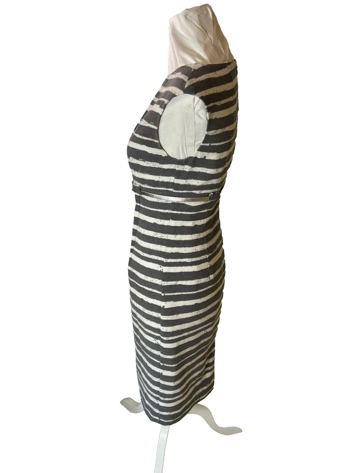 Vintage Calvin Klein, SZ 2, Sheath Dress Womens White Gray Striped Office - Image 3 of 4