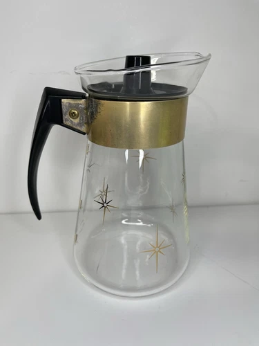 Vintage Pyrex Corning 1960s Atomic Star Burst 6 Cup Coffee Pot Carafe