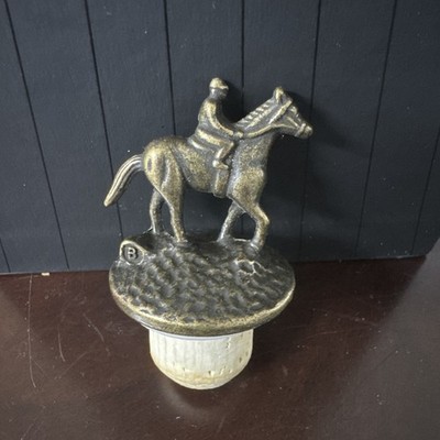 Blanton s Bourbon Whiskey Cork Bottle Stopper w/Race Horse & Jockey Letter 'B 