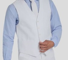 Tommy Hilfiger Men's White Linen Modern-Fit Suit Vest Size XL