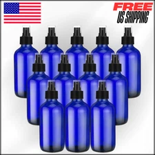Cosmetic Empty Glass  Spray Bottles W Funnels & Labels Refillable 12 Pcs 8 oz