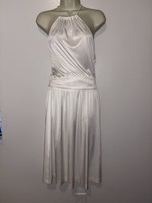 Halston Heritage White Satin Halter Party Sleeveless Dress NEW! 4