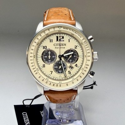 Authentic Citizen Men's CA4500-08X Eco-Drive Classic Chronograph Leather Watch