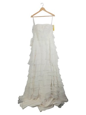 SCALA Brautkleid A-Linie Maxikleid Rüschen Weiß Damen Gr. 36 S