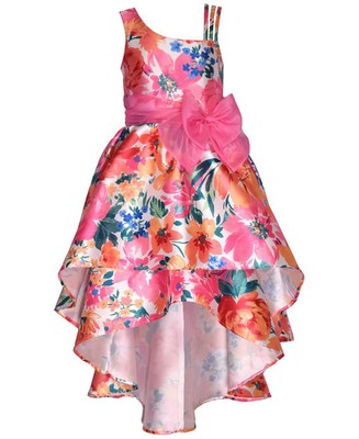 NWT Bonnie Jean Girls 10 Floral Mikado Dress Bow Sleeveless Double-High-Low Pink